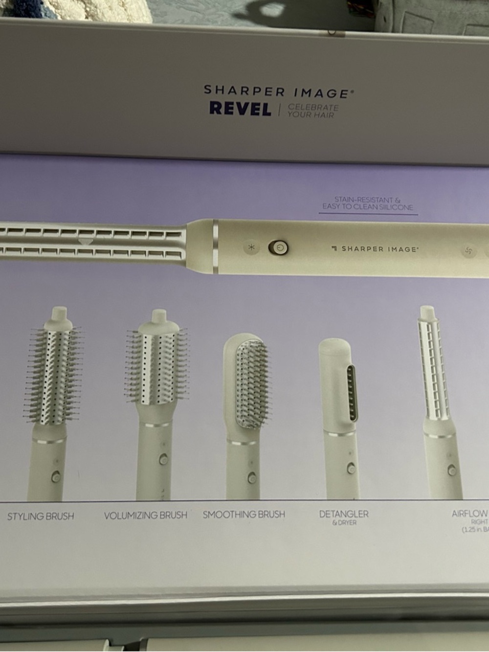 Sharper Image Revel Multi-Attachment Hair Styler - White & Silver